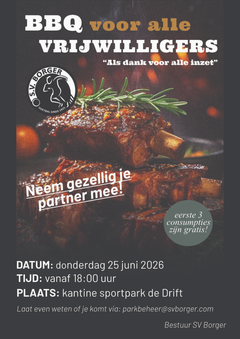 Uitnodiging BBQ voor vrijwilligers