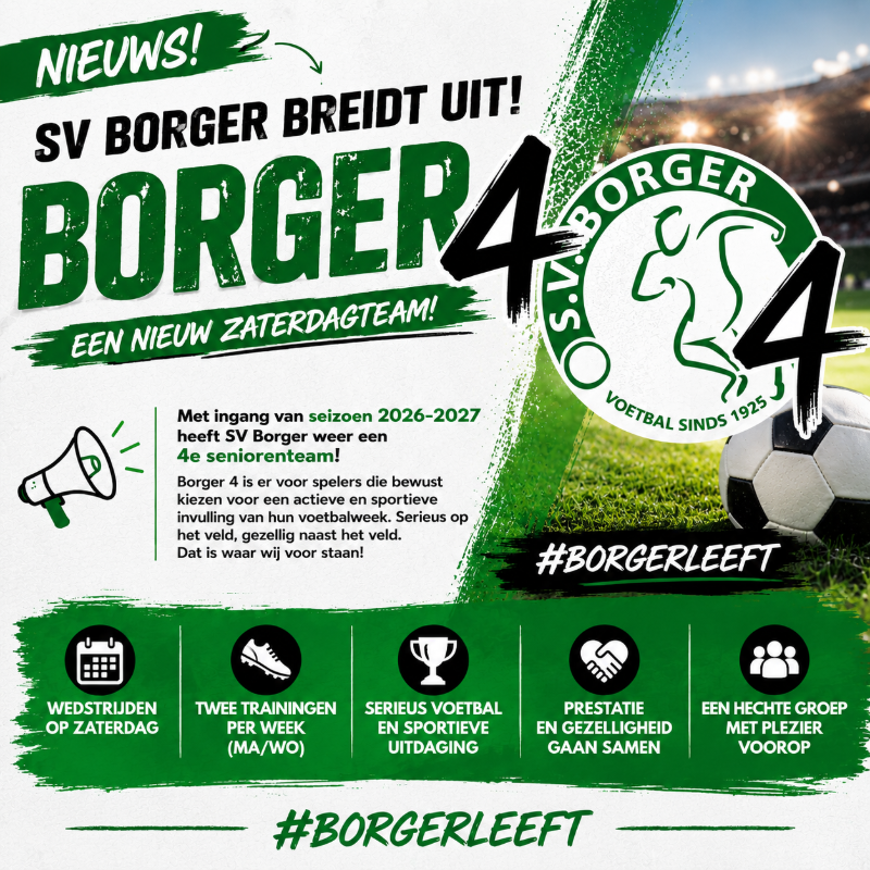 SV Borger breidt seniorenafdeling uit met nieuw zaterdagteam: Borger 4
