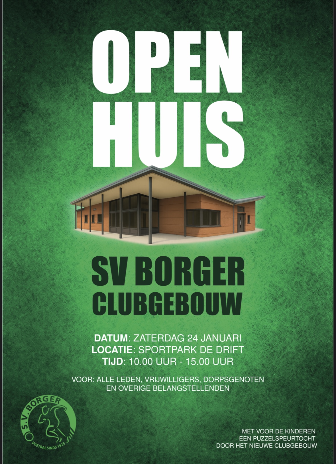 Open Huis clubgebouw SV Borger op 24 januari